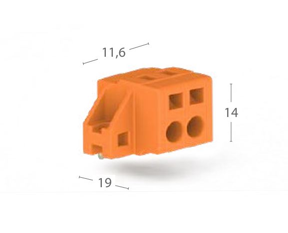 Соединитель для печатных плат PCT 2.5-5.08/2 (Оранжевый)