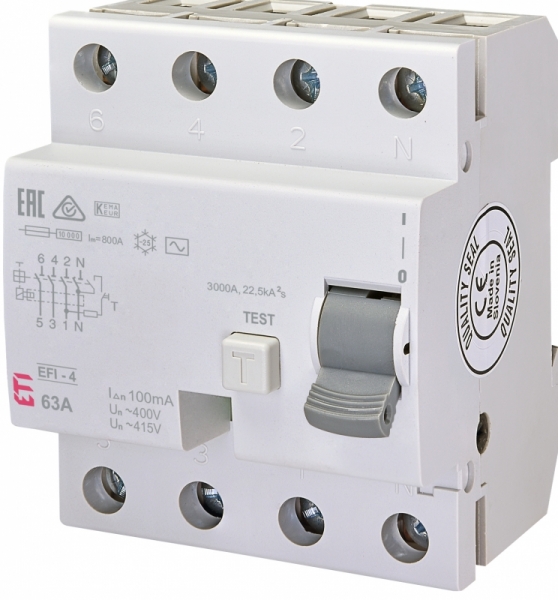 Дифференциальное реле (УЗО) EFI-P4 AC 63/0,1