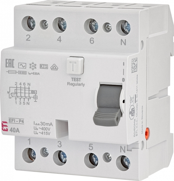 Дифференциальное реле (УЗО) EFI-P4 AC 40/0,03